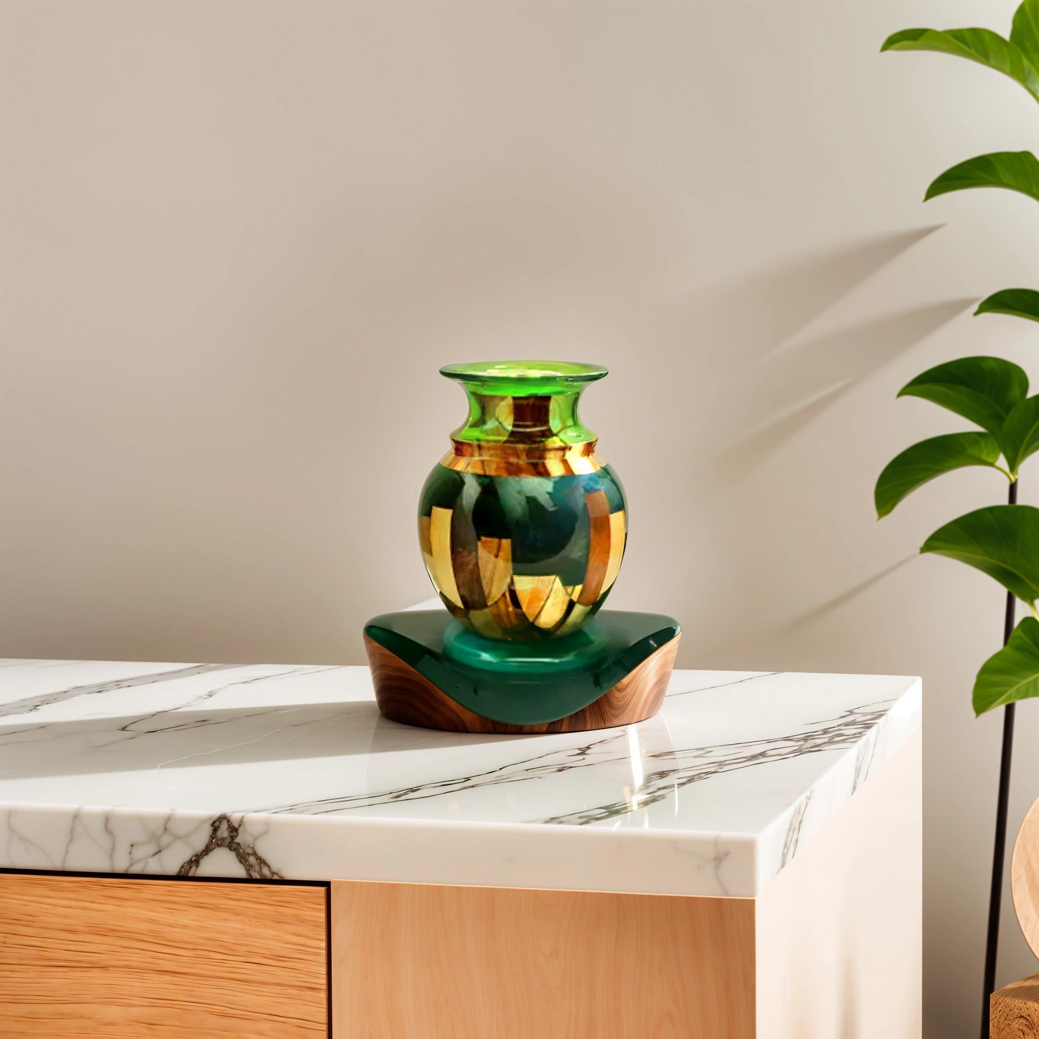 Wood Epoxy Unique Shape Vase C 101 Senegal Parrot