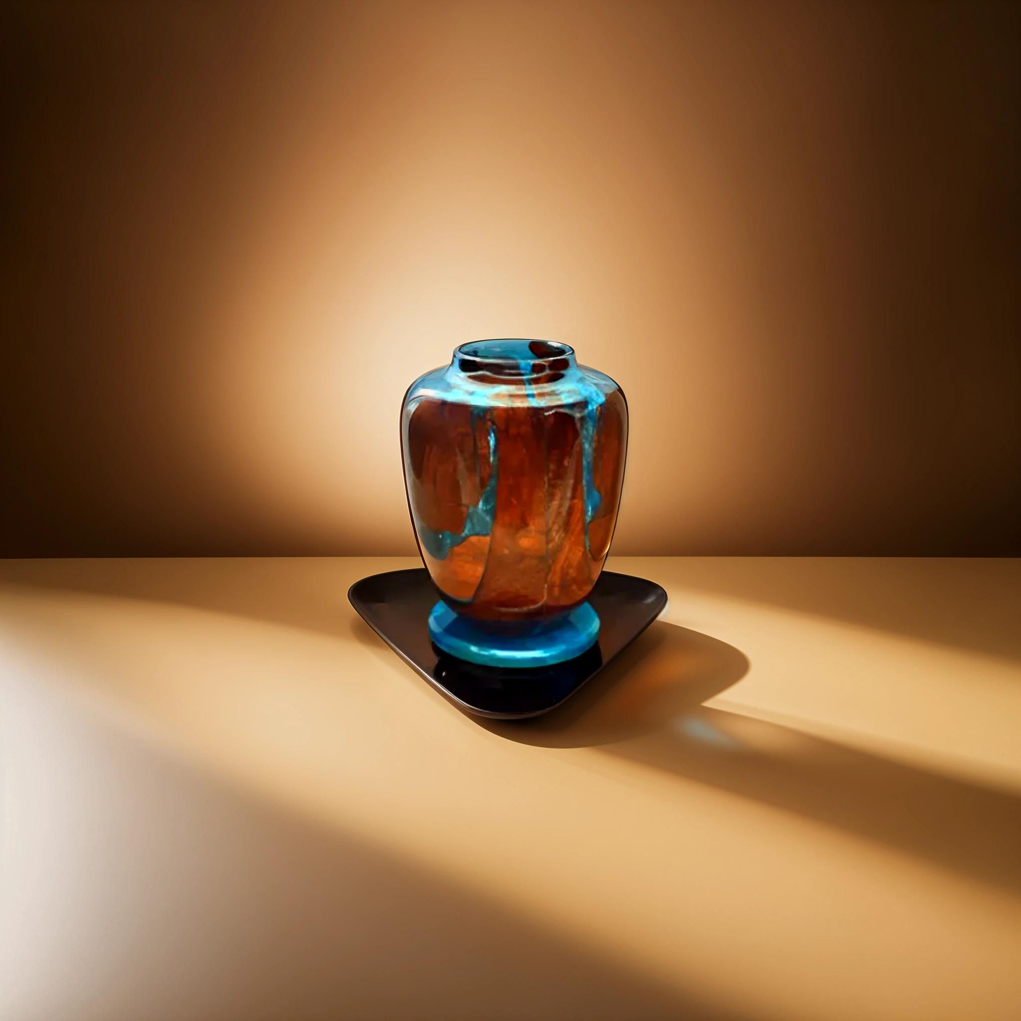 Dream Blue I Wood Epoxy Resin Amphora Vase