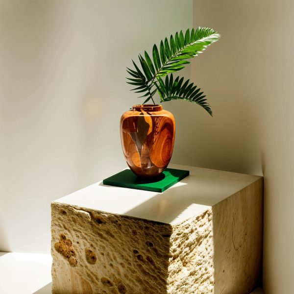 Magic Green With Wooden Grains I Epoxy Resin Vase